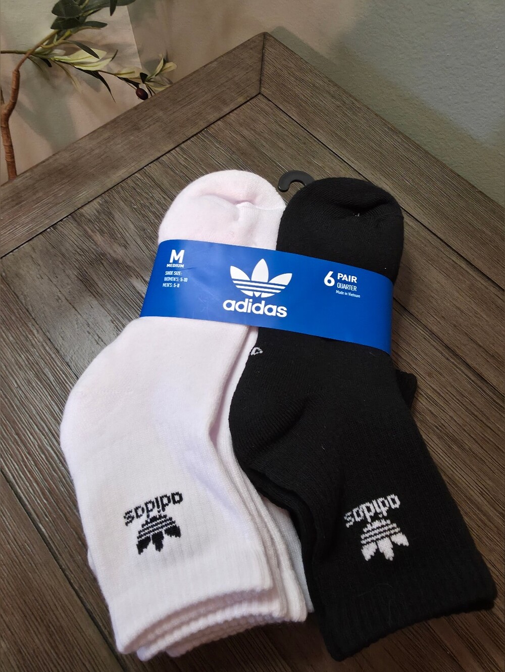 Adidas Men’s 6-Pack Quarter Socks - Black & Light Pink